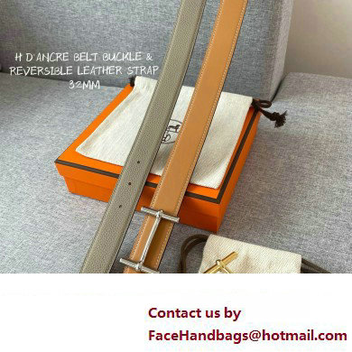 Hermes H d'Ancre belt buckle  &  Reversible leather strap 32 mm 03 2023